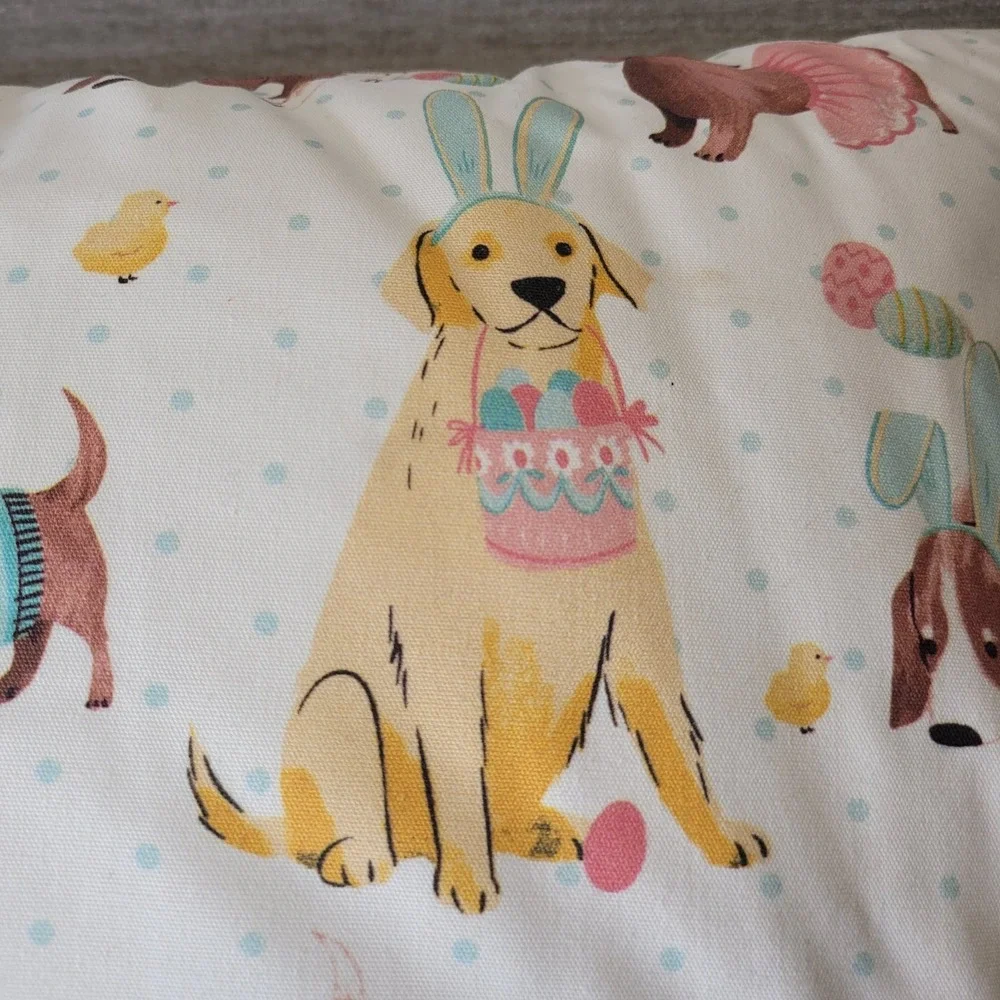 House‎ & Garden Spring Easter Dogs Dachshund Golden Basset Hound 12x33 Pillow